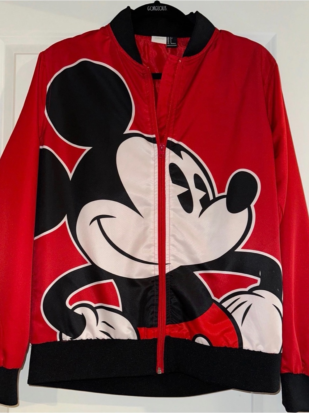 Disney Red & Black Mickey Mouse Graphic Bomber Jacket